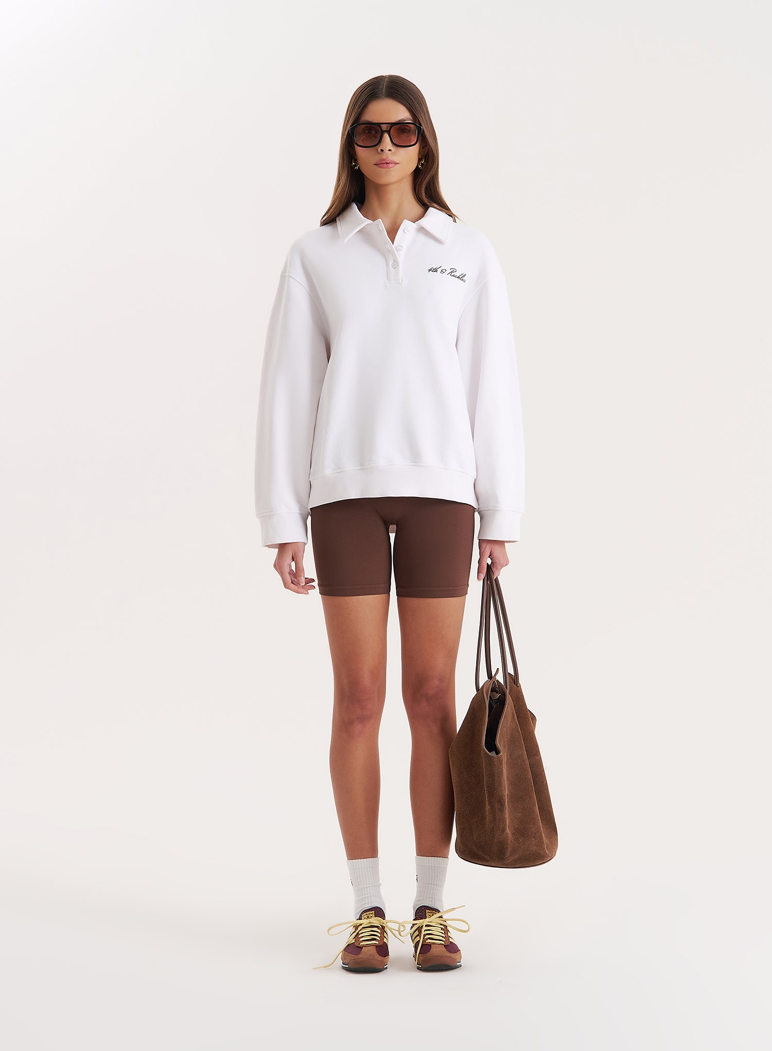 White Branded Polo Sweatshirt